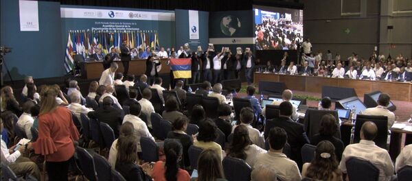 Protesta de la oposición venezolana durante la 47 Asamblea General de la OEA - Sputnik Mundo