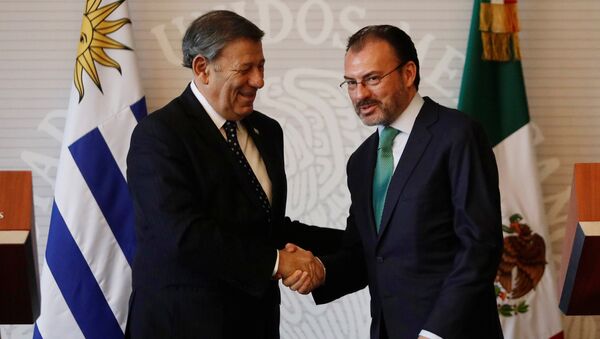 Canciller uruguayo, Rodolfo Nin Novoa, y canciller mexicano, Luis Videgaray Canciller uruguayo, Rodolfo Nin Novoa, y canciller mexicano, Luis Videgaray - Sputnik Mundo