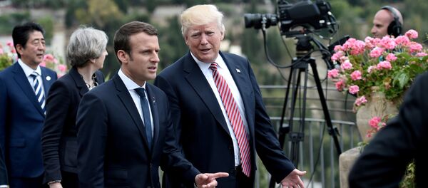 Presidente de Francia, Emmanuel Macron, y presidente de EEUU, Donald Trump - Sputnik Mundo