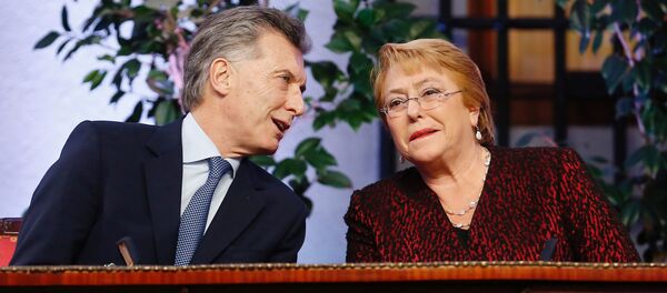 Presidente de Argentina, Mauricio Macri, y presidenta de Chile, Michelle Bachelet - Sputnik Mundo