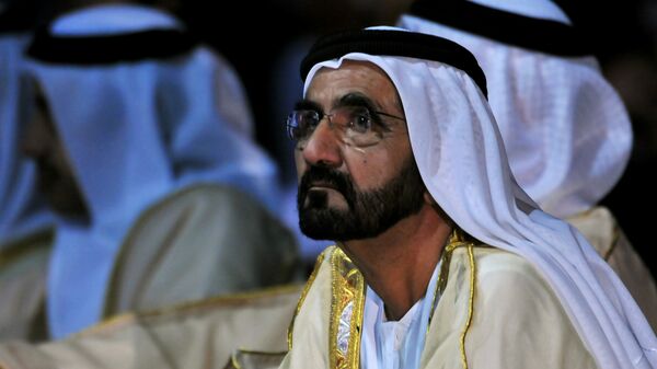 Sheikh Mohammed bin Rashid al-Maktoum, Prime Minister of the United Arab Emirates (UAE) and ruler of Dubai attends the presentation of the UAE Space Agency's strategic frameworks on May 25, 2015 at the National Exhibition Centre in Abu Dhabi - Sputnik Mundo