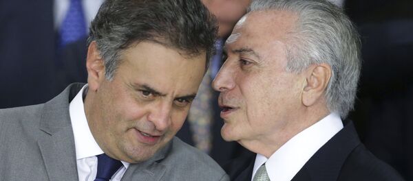 Senador brasileño Aécio Neves, y presidente de Brasil, Michel Temer - Sputnik Mundo