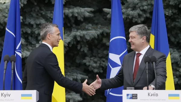 El secretario general de la OTAN, Jens Stoltenberg, y el presidente de Ucrania, Petró Poroshenko