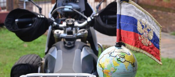 Moto del viajero ruso Oleg Jaritónov Moto del viajero ruso Oleg Jaritónov - Sputnik Mundo