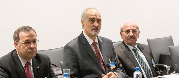 Bashar Jaafari (centro), el embajador de Siria ante la ONU - Sputnik Mundo