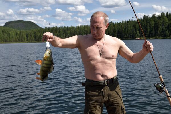 Vladímir Putin, presidente de Rusia, pescando en la región de Tuvá Vladímir Putin, presidente de Rusia, pescando en la región de Tuvá - Sputnik Mundo