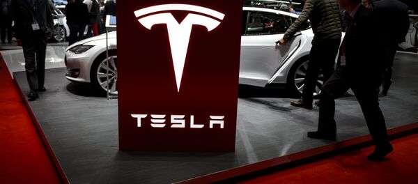 Visitor are seen at the booth of US electric carmaker Tesla Motors, during the press day of the Geneva Car Show on March 4, 2015 in Geneva - Sputnik Mundo