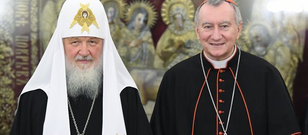 Encuentro entre el patriarca Kiril y el secretario de Estado del Vaticano, Pietro Parolin. Encuentro entre el patriarca Kiril y el secretario de Estado del Vaticano, Pietro Parolin. - Sputnik Mundo