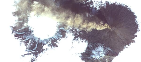 La imagen tomada desde el espacio del volcán Shiveluch - Sputnik Mundo