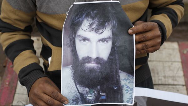 Un cartel con la imagen de Santiago Maldonado, activista argentino (archivo) - Sputnik Mundo