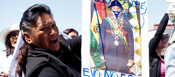 Activista protestando por la construcción de una carretera por una reserva natural indígena en Bolivia (archivo) - Sputnik Mundo