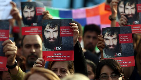 Manifestación en Buenos Aires, Argentina, por la desaparición de Santiago Maldonado (archivo) - Sputnik Mundo