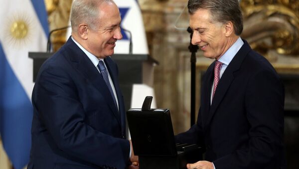 Primer ministro de Israel, Benjamín Netanyahu, y presidente de Argentina, Mauricio Macri - Sputnik Mundo