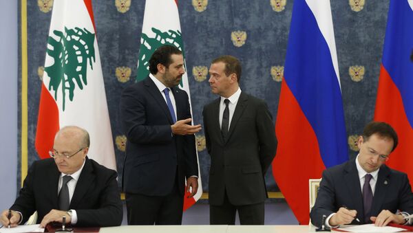 El primer ministro de Líbano, Saad Hariri, y el primer ministro de Rusia, Dmitri Medvédev El primer ministro de Líbano, Saad Hariri, y el primer ministro de Rusia, Dmitri Medvédev - Sputnik Mundo