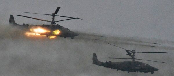 Helicópteros Ka-52 durante las maniobras ruso-bielorrusas Zapad 2017 - Sputnik Mundo