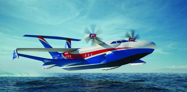 Diseño del futuro ekranoplano marino pesado A-050 Chaika-2 (ilustración gráfica) - Sputnik Mundo