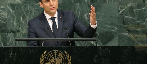 El presidente de Francia, Emmanuel Macron, durante su discurso en la 72 Asamblea General de la ONU - Sputnik Mundo