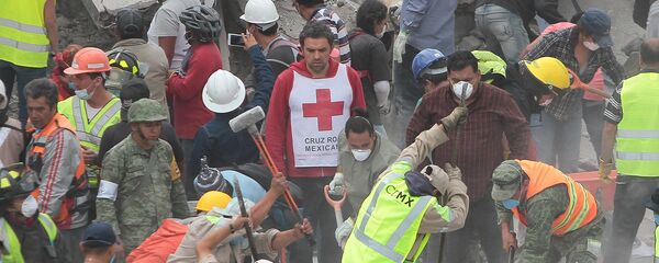 Labores de rescate en el edificio colapsado tras el terremoto en México - Sputnik Mundo