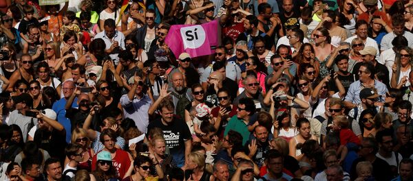 Manifestación de protesta en Barcelona Manifestación de protesta en Barcelona - Sputnik Mundo