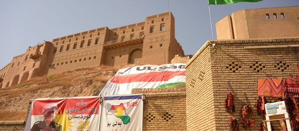 Сarteles promoviendo el referéndum de Kurdistán iraquí - Sputnik Mundo