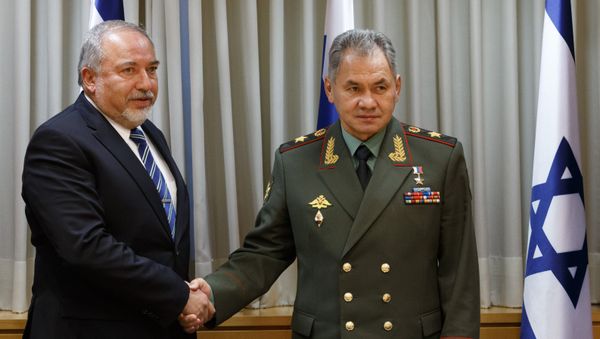 Ministro israelí de Defensa, Avigdor Lieberman, y ministro ruso de Defensa, Serguéi Shoigú Ministro israelí de Defensa, Avigdor Lieberman, y ministro ruso de Defensa, Serguéi Shoigú - Sputnik Mundo