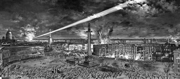 El diorama 'Asalto al palacio de invierno' del artista Efim Deshalit, en una exposición en el Museo Central de la Revolución de la URSS - Sputnik Mundo