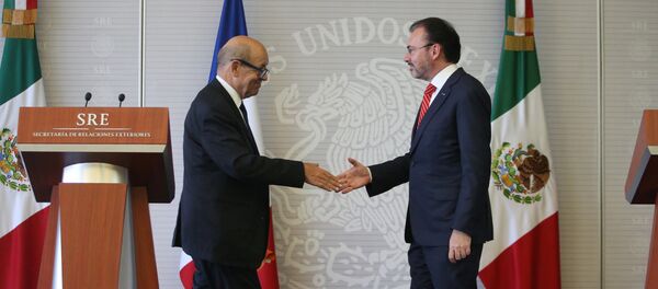 El ministro de Asuntos Exteriores de Francia, Jean-Yves Le Drian, y el canciller mexicano, Luis Videgaray El ministro de Asuntos Exteriores de Francia, Jean-Yves Le Drian, y el canciller mexicano, Luis Videgaray - Sputnik Mundo