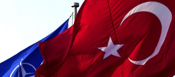 Una bandera turca enfrente de una de la OTAN - Sputnik Mundo