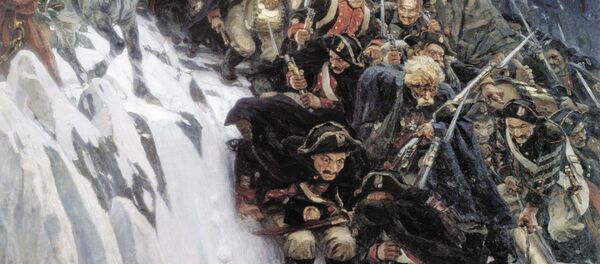 Fragmento de 'Las tropas del generalísimo Suvórov cruzando los Alpes' de Vasili Súrikov (1848–1916) - Sputnik Mundo