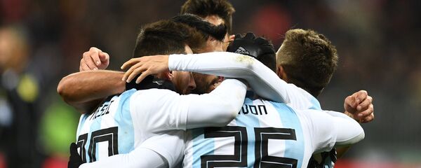 Selección de Argentina durante un partido con la selección de Rusia en Moscú - Sputnik Mundo