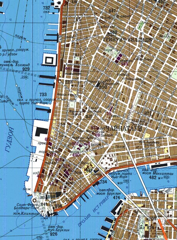 El fragmento del mapa soviético de Nueva York  - Sputnik Mundo
