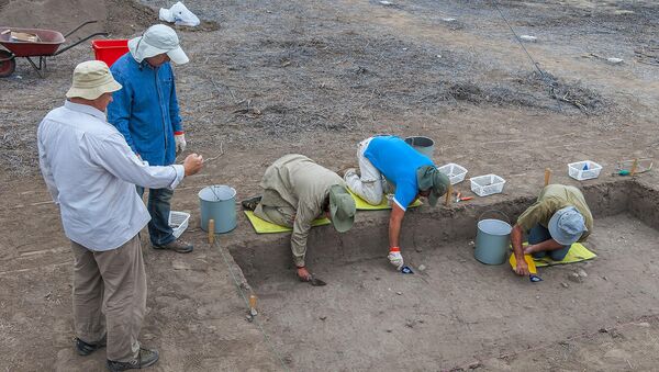 El doctor Alexandr Popov, de la Universidad Federal del Lejano Oeste de Rusia, en la excavación en Real Alto, Ecuador. - Sputnik Mundo