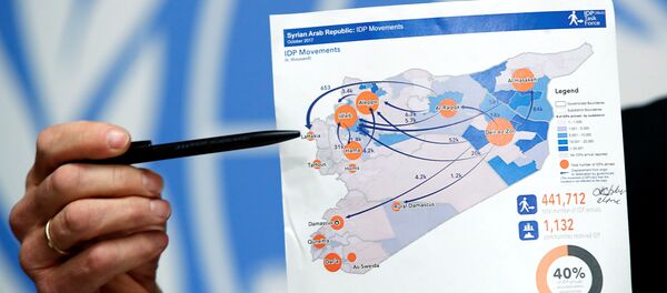 El mapa de Siria, mostrada durante la octava ronda de las negociaciones de Ginebra - Sputnik Mundo