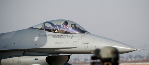 El caza estadounidense durante las maniobras Vigilant Ace (As Vigilante, en español) - Sputnik Mundo