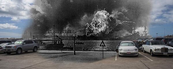 El USS Shaw explota durante el ataque - Sputnik Mundo