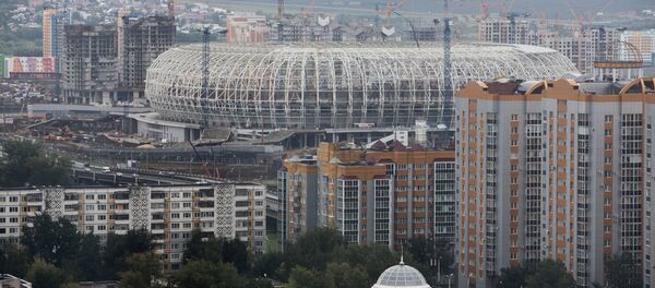 La construcción del estadio en la ciudad rusa de Saransk - Sputnik Mundo
