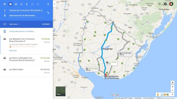Recorrido desde Rivera hasta Montevideo Recorrido desde Rivera hasta Montevideo - Sputnik Mundo