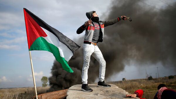 Protestas en Franja de Gaza (archivo) - Sputnik Mundo