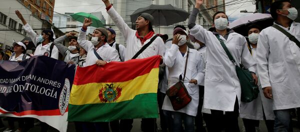 Protestas de médicos en Bolivia Protestas de médicos en Bolivia - Sputnik Mundo