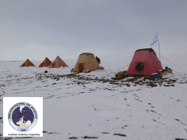 Campamento científico argentino en la Antártida, alrededor del que se encontraron los restos del plesiosaurio más antiguo del continente. - Sputnik Mundo