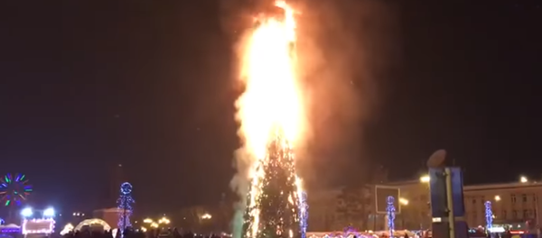 Árbol de Navidad se reduce a cenizas en plena fiesta del Año Nuevo en una ciudad rusa (vídeo) - Sputnik Mundo