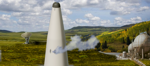 El cohete portador reutilizable Korona en la plataforma de despegue (ilustración) - Sputnik Mundo