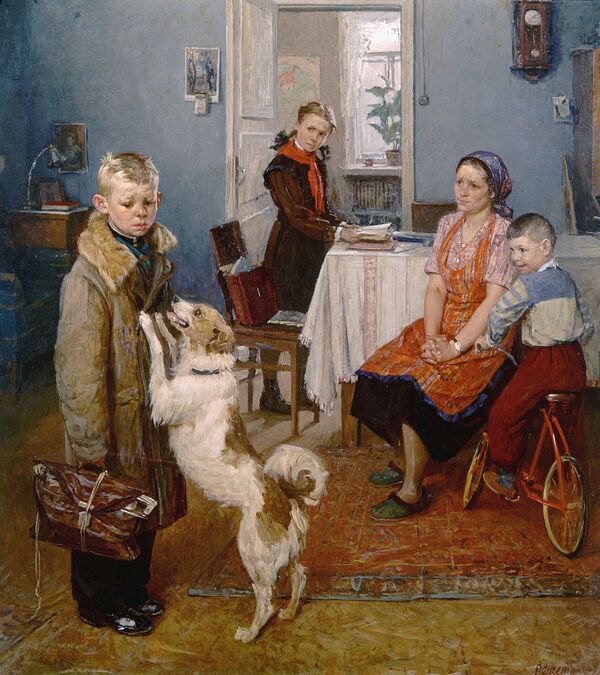 El cuadro 'Opiat dvoika' (Notas bajas otra vez) del famoso pintor soviético Fiódor Reshétnikov El cuadro 'Opiat dvoika' (Notas bajas otra vez) del famoso pintor soviético Fiódor Reshétnikov - Sputnik Mundo