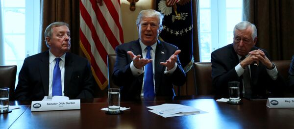 El presidente de EEUU, Donald Trump (centro), durante una de las reuniones sobre la reforma migratoria (archivo) - Sputnik Mundo