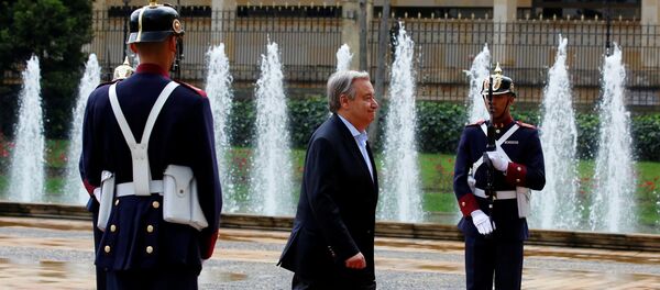 António Guterres, secretario General de la Organización de Naciones Unidas, en Bogotá - Sputnik Mundo
