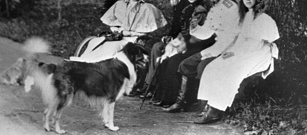 Nicolás II, Alexandra Fiódorovna y su hija Olga junto a sus mascotas - Sputnik Mundo