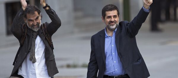 El expresidente de la Asamblea Nacional Catalana, Jordi Sánchez, y el líder de Omnium Cultural, Jordi Cuixart (archivo) - Sputnik Mundo