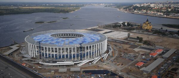 La construcción del estadio en Nizhni Nóvgorog (archivo) - Sputnik Mundo