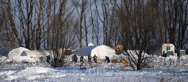 Rescatistas en el lugar del siniestro del avión de pasajeros An-148 - Sputnik Mundo