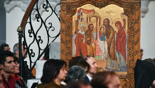 Un icono cristiano ortodoxal (imagen referencial) - Sputnik Mundo